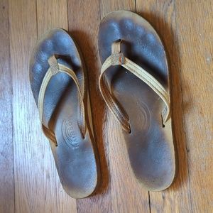 Rainbow Women's Tan Brown Leather Flip Flop Sandals